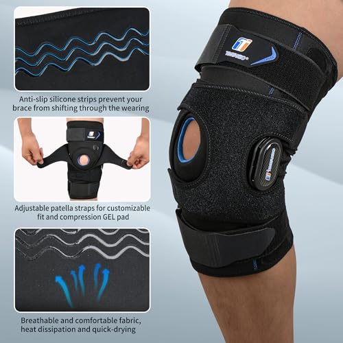Plus Size Knee Brace for Women & Men, Patella Gel & Side Stabilizers for ACL, Meniscus Tear, Arthritis, Joint Pain and Injury Recovery, Hinged Knee Brace with Maximum Support and Strong Stability