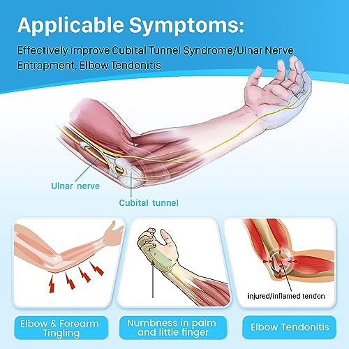 Cubital Tunnel Elbow Splint, Ulnar Nerve Night Brace, for Women & Men, Arm Elbow Splint Support for Left and Right, Built-in 3 Support Plates -L/XL