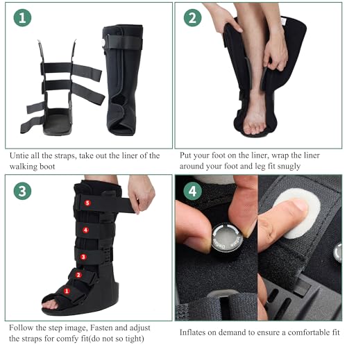 Air Walking Boot, Tall Fracture Boot, Air CAM Walker Fits Left or Right Foot, Protection for Broken Foot Sprained Ankle Fracture Recovery (Medium)