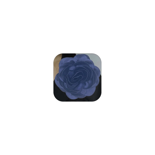 19mm Extra Large Rose Flower Brooches Lapel Pins Dainty Satin Fabric Brooches Big Camellia Flower Brooch Pin for Women Wedding Part Dance Clothes Accessories Jewelry (navy blue)