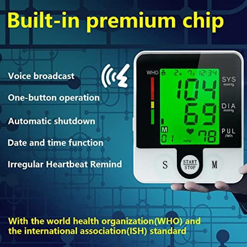 Wrist Blood Pressure Monitor for Home Use Digital Automatic Talking Wrist Blood Pressure Cuff, Rechargeable Blood Pressure Machine Adjustable Bp Cuff 3 Color Backlit LCD Display