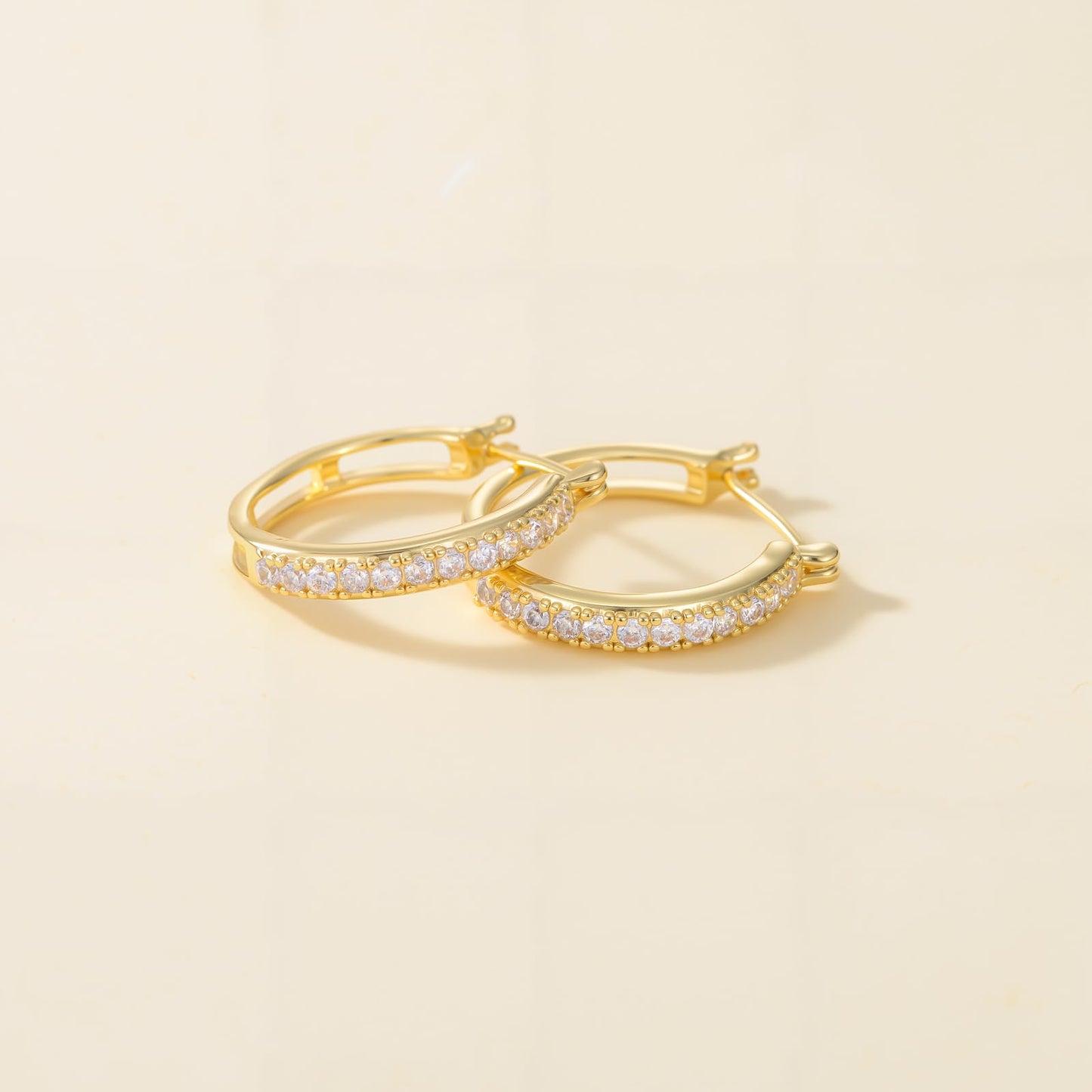 14K Gold Earrings for Women Small 14K Gold Hoop Earrings Trendy 30mm Womens Gold Huggie Earring with Cubic Zirconia Hypoallergenic