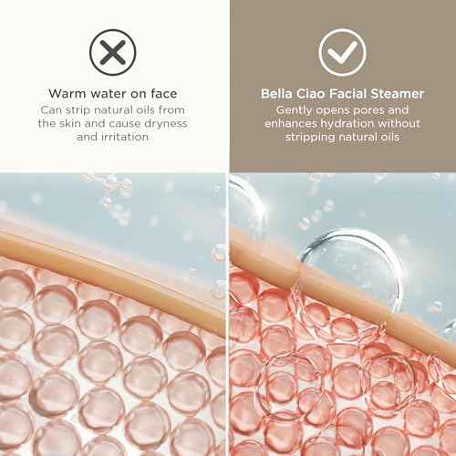 Bella Ciao 11-Piece Gentle Face Steamer Set with 2 Settings, At-Home Facial Spa Kit with Accessories, Facial Essentials, Includes Cleansing Brush and Blackhead-Remover Tools for Deep Pore Cleaning