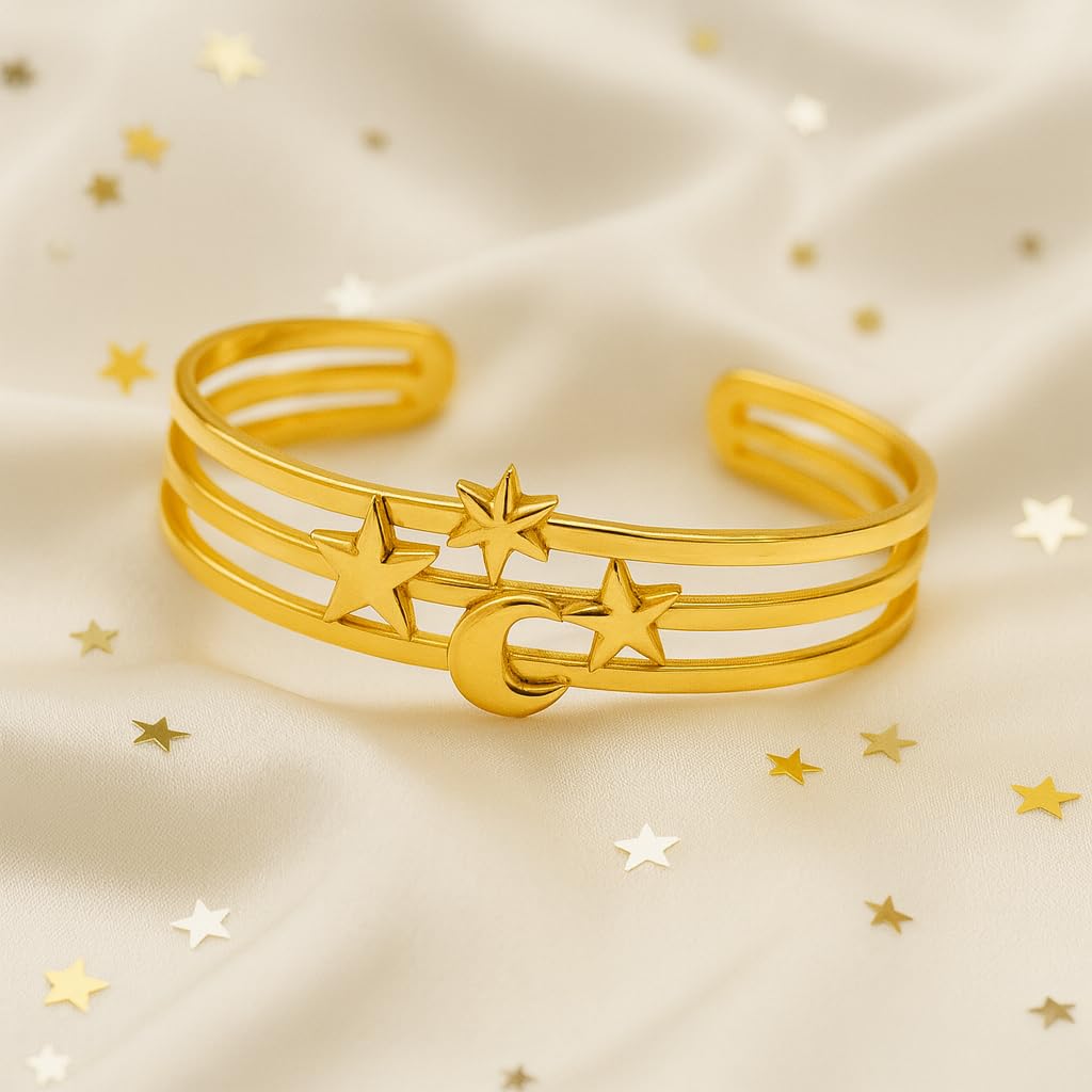 TaYolnFaSo 18K Real Gold Plated Open Cuff Bangle Bracelet for Women Adjustable Chunky Gold Bracelet Personalized Wide Wrist Cuff Bangle Bracelet Jewelry Gift for Women