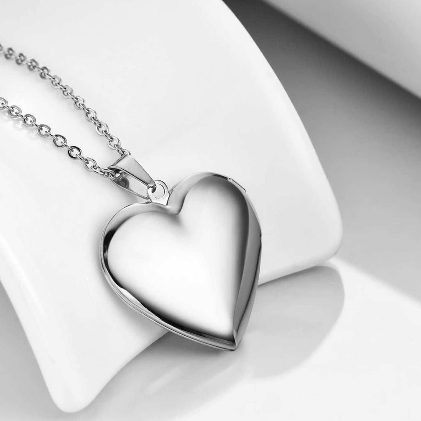 PHOCKSIN Silver Heart Locket Necklace That Holds Pictures Engraved I Love You Daughter Birthday Gifts For Daughter from Parents