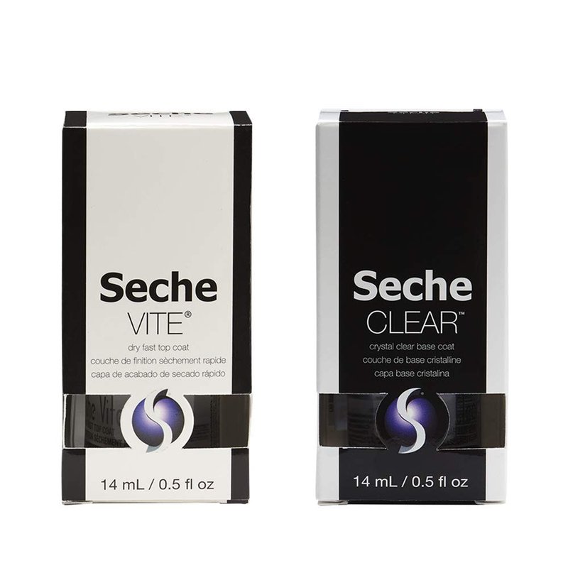 Seche Clear Base Coat and Top Coat Duo Pack – Nail Strengthening & Long-Lasting, Nail Polish, Manicure Set, 14 mL Each