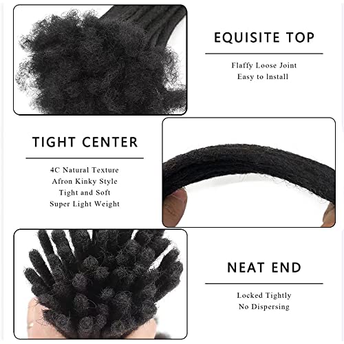 0.4cm Width 8Inch 60 Strands Dreadlock Extensions Real Human Hair 100% Handmade Permanent Loc Extensions Human Hair for Women/Men Can Be Curled and Bleached(width 0.4cm #1B color)