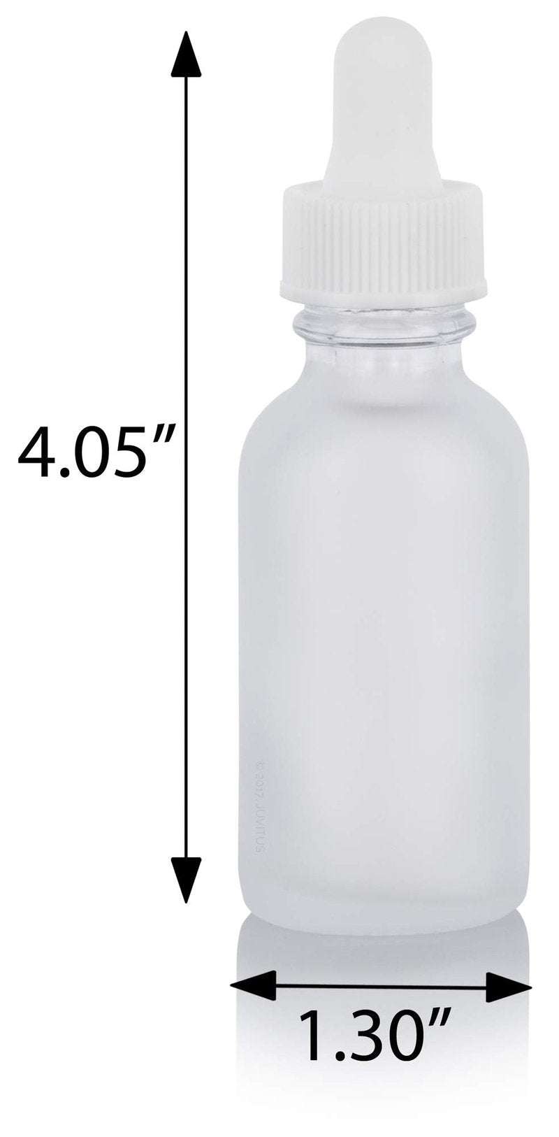 JUVITUS 1 oz / 30 ml Frosted Clear Glass Boston Round Empty Bottle with White Dropper Top Closure (12 Pack)