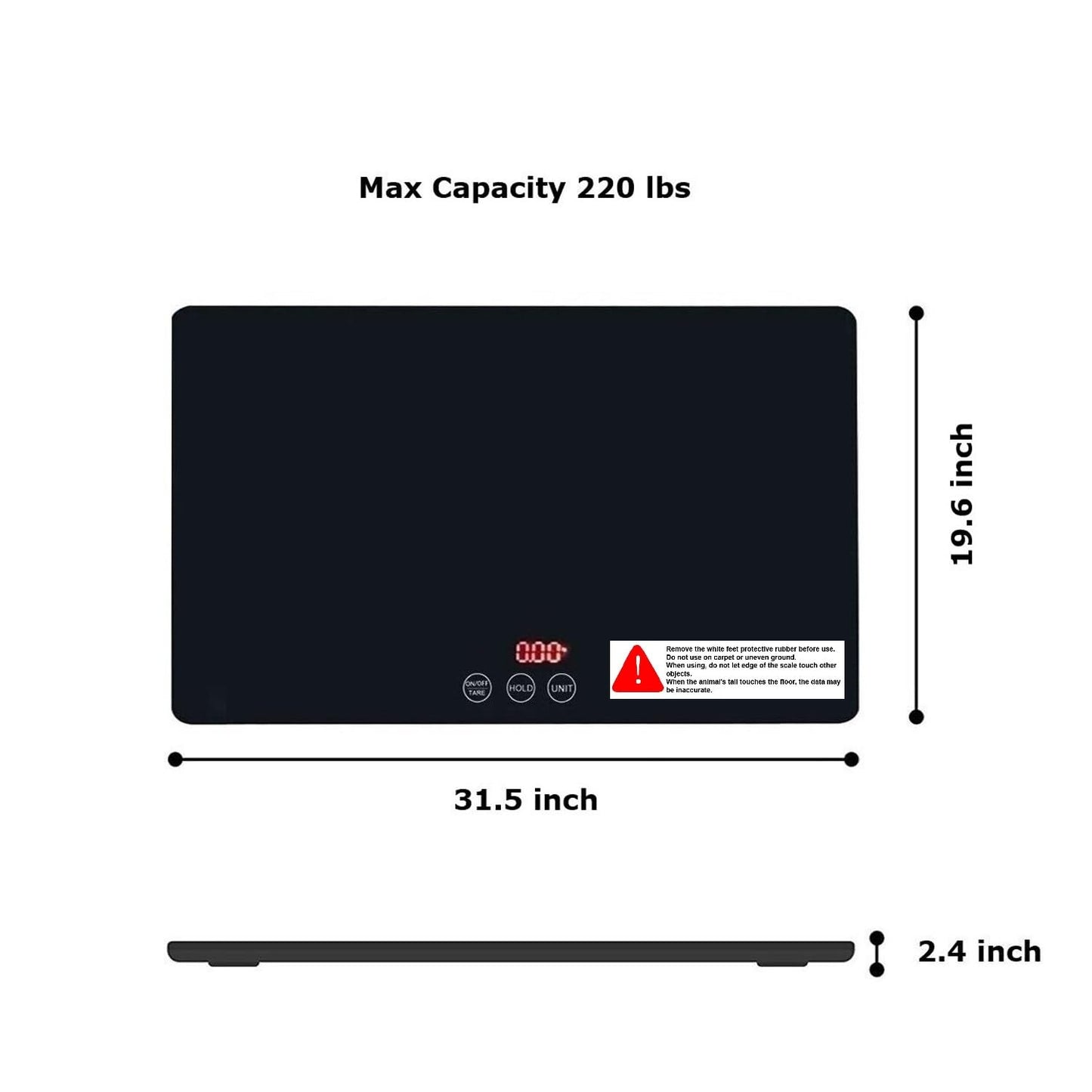 SIKE Medium-Large Breed Veterinary Scale, Dog Scale (±10g) Accuracy, Red LED, 32 x 20 inch Tempered Glass Platform with Anti Slip Sticker, Digital Pet Scales