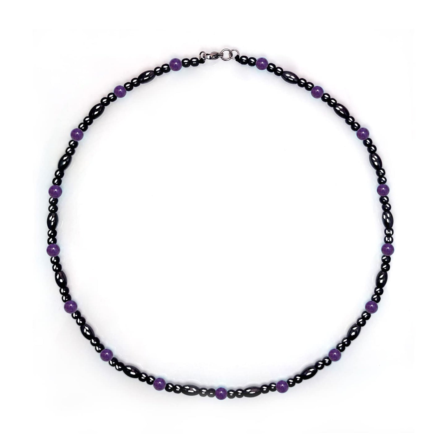 Hion Magnetic Black Obsidian & Purple Amethyst Necklace for Women Men, Natural Wellness Jewelry for Daily Comfort & Relaxation