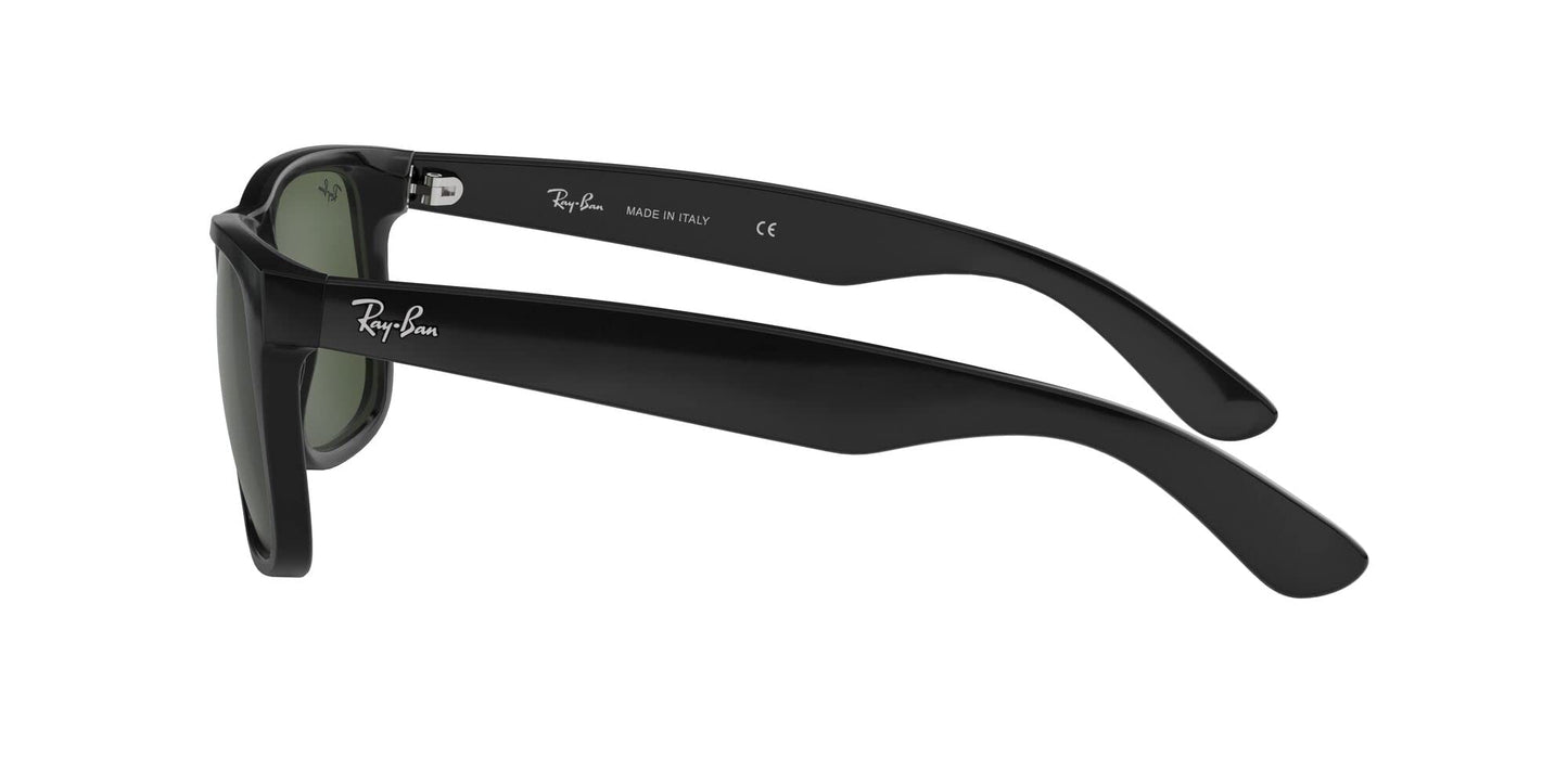 Ray-Ban Unisex RB4165F Justin Low Bridge Fit Rectangular Sunglasses, Black/Dark Green, 55 mm