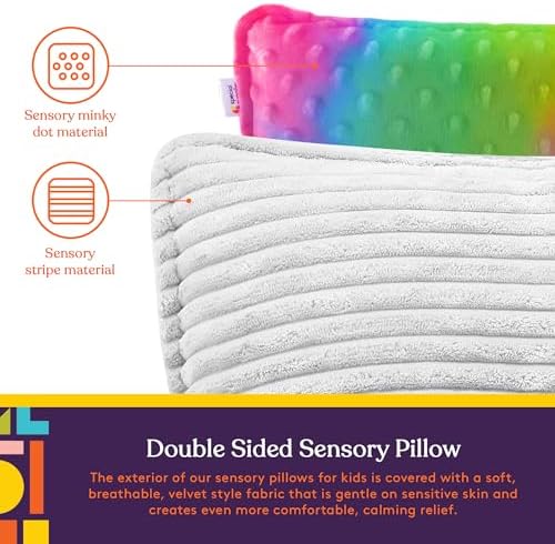 Special Supplies Vibrating Pillow Sensory Pressure Activated for Kids and Adults, 12” Plush Minky Soft Cover, Textured Therapy Stimulation Bumps- 3 Vibration Modes, Music & Voice Recording-Multi-Color