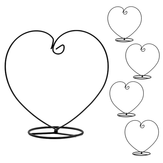 Aebor Ornament Display Stand, Heart Shaped Iron Hanging Stand Rack Holder for Home Wedding Decoration, Hanging Glass Globe and Witch Ball(Without Glass Bottle) (5pcs Heart Shaped)