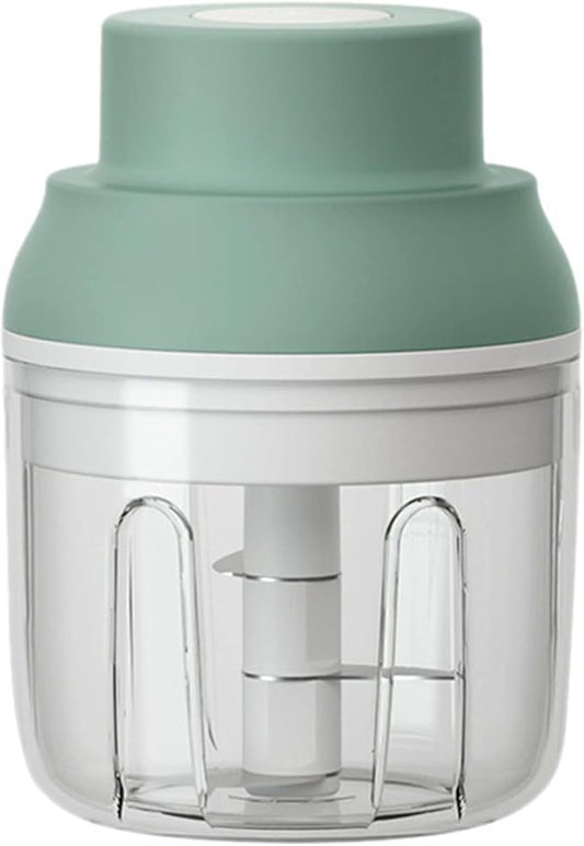 Electric Mini Garlic Chopper, USB Charging Cordless Food Processor, Mini Portable Veggie Chopper for Ginger, Chili, Fruit, Meat, Garlic Grinder Masher with 3 Blades(Green)