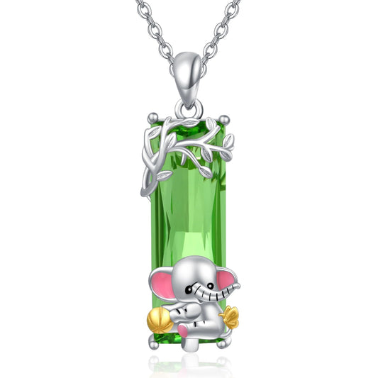 AENEAS Elephant Necklace for Women Sterling Silver Cute Good Luck Elephant Pendant Necklace Crystal Jewelry Gifts for Women Wife