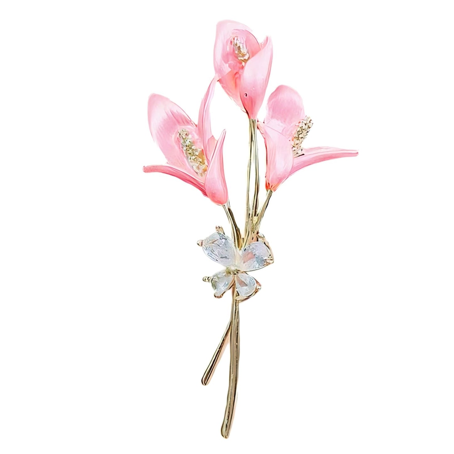 Elegant Flower Brooch for Women, Vintage Premium Enamel Boutonniere, Coat and Suit Pendant Necklace, Jasmine Magnolia Lily Osmanthus Designs (Lily)