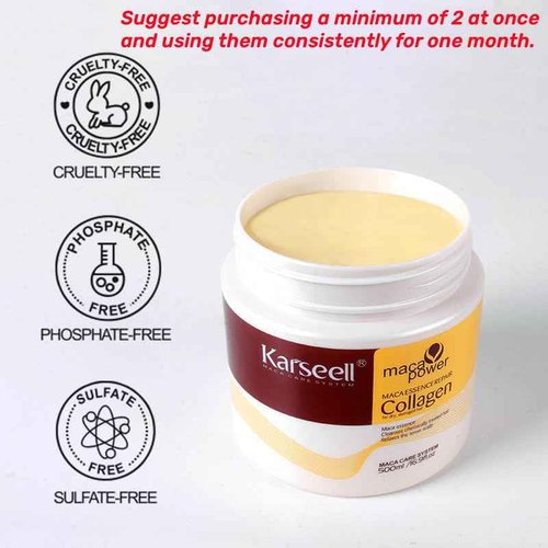 Karseell Collagen Hair Mask + Argan Oil Shampoo and Conditioner - 1.69oz + 16.9oz