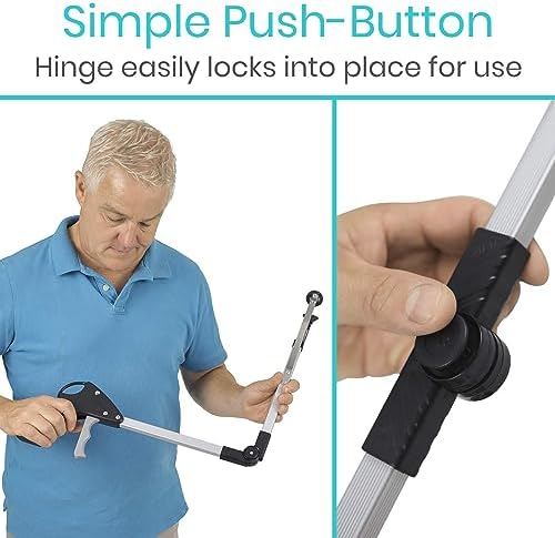 Vive Foldable Suction Reacher Grabber Tool for Elderly (1) - 32 Inches Long Reach Grabber Claw - Pick Up Grab Tool - Reachers for Disabled & Seniors Heavy Duty - Trash, Garbage, Cups Picker Assist