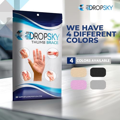 Dropsky [4pack] Waterproof Wrist Wraps Thumb Support With Gel Pad, Thumb Brace for Arthritis Pain and Support - Thumb Wrist Brace, Carpal Tunnel Relief - Left and Right Hand - Lightweight, Therapy Rubber-Latex. (Nude).