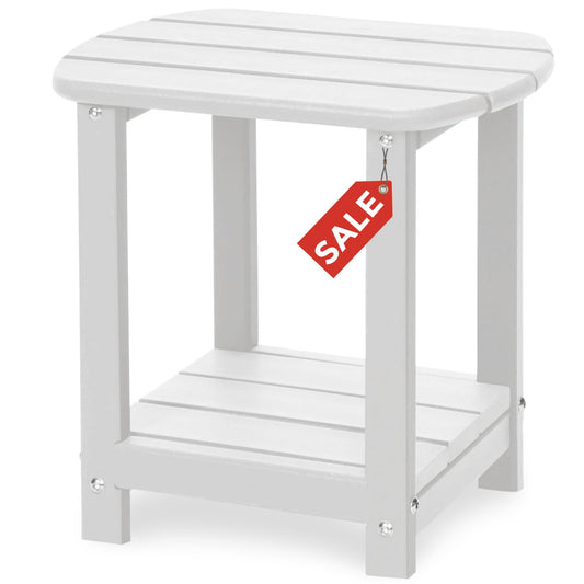 Adirondack Square Outdoor Side Table,2-Tier Storage Patio Side Table, HDPE End Tables for Backyard Pool Porch Garden Lawn