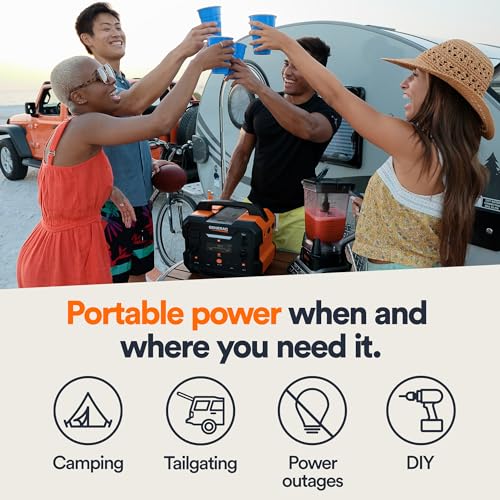 Generac 1086Wh Portable Power Station with Lithium-Ion Battery - Clean, Emission-Free Power - Wirless Charging Pad and Compact Design - Camping, RV, Indoor/Outdoor Use - Orange/Black