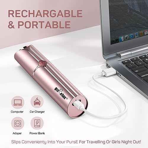 Facial Hair Removal for Women, Electric Painless Rechargeable Facial Hair Remover for Face, Lip, Chin with 2 x Replacement Heads