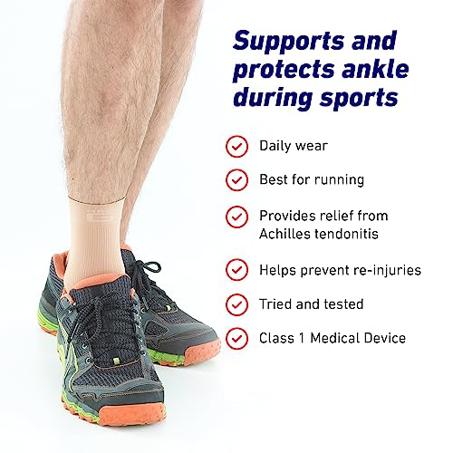 Neo-G Airflow Ankle Compression Sleeve - Sports, Daily Wear - Compression Ankle Brace, Tendonitis Support, Compression Ankle Support for Weak Ankles and Joint Pain - Airflow - M – Beige