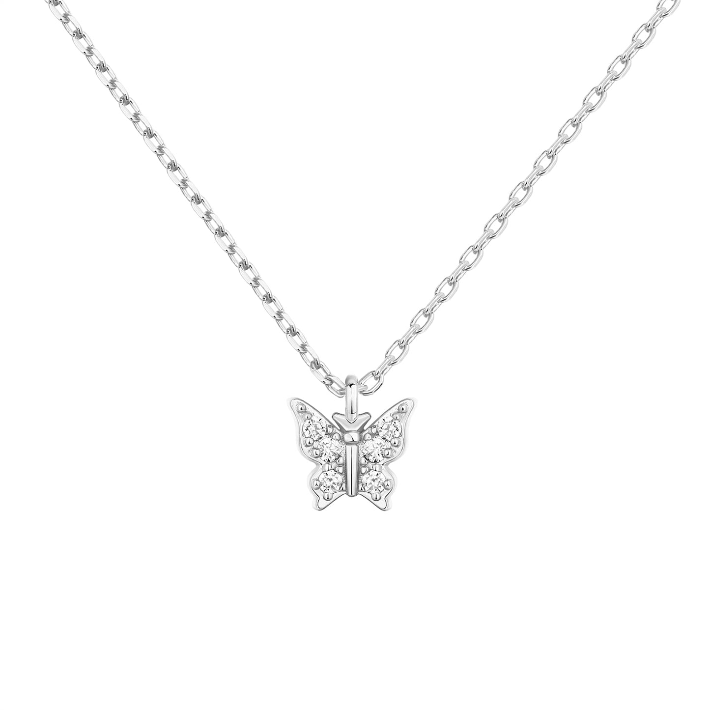 PAVOI Rhodium Plated Butterfly Pendant Necklace | Friendship Cute Necklaces for Women | CZ Butterfly Necklaces