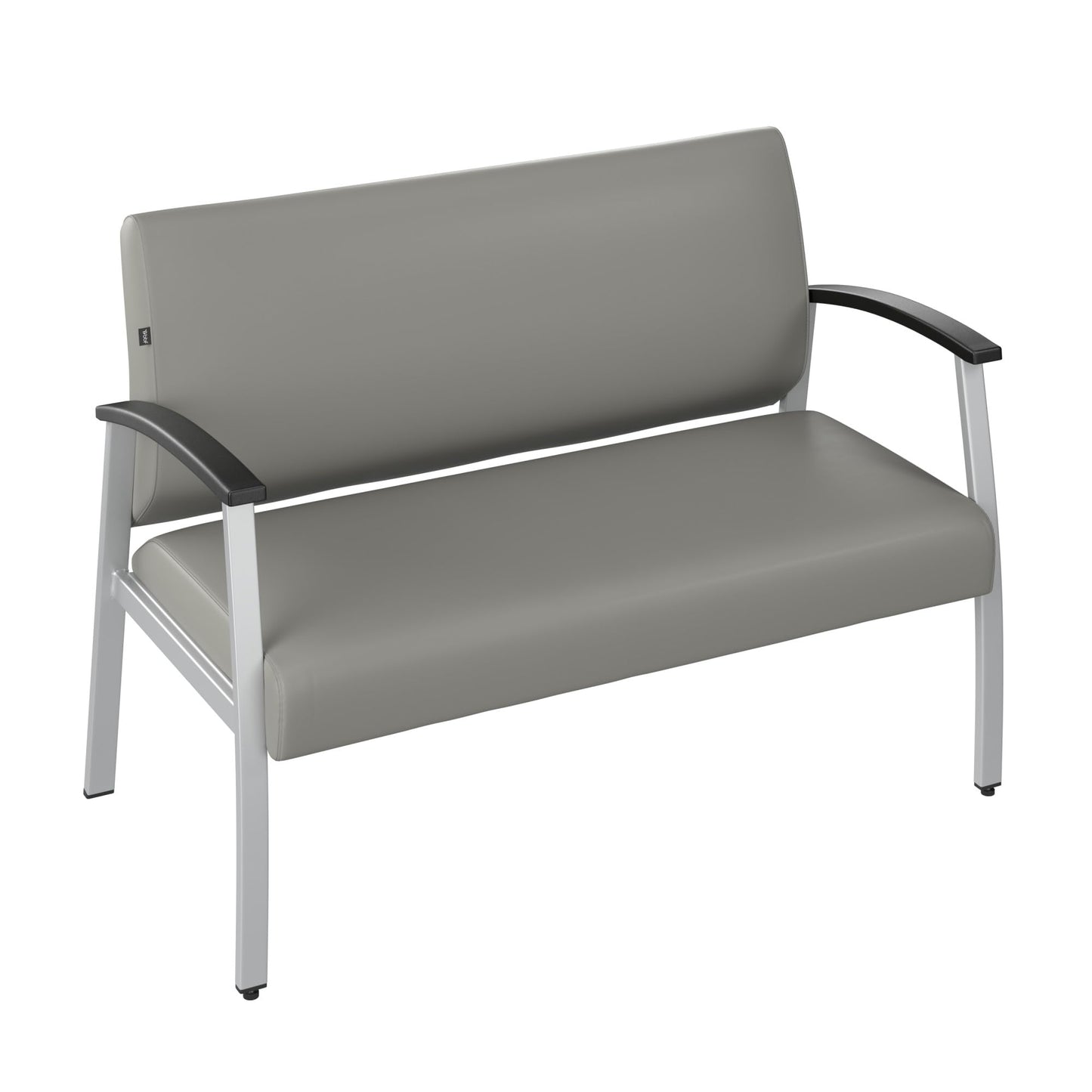 Bush Business Furniture Arrive Waiting Room Loveseat with Arms in Light Gray Vinyl, Reception Area Seating for Office and Lobby