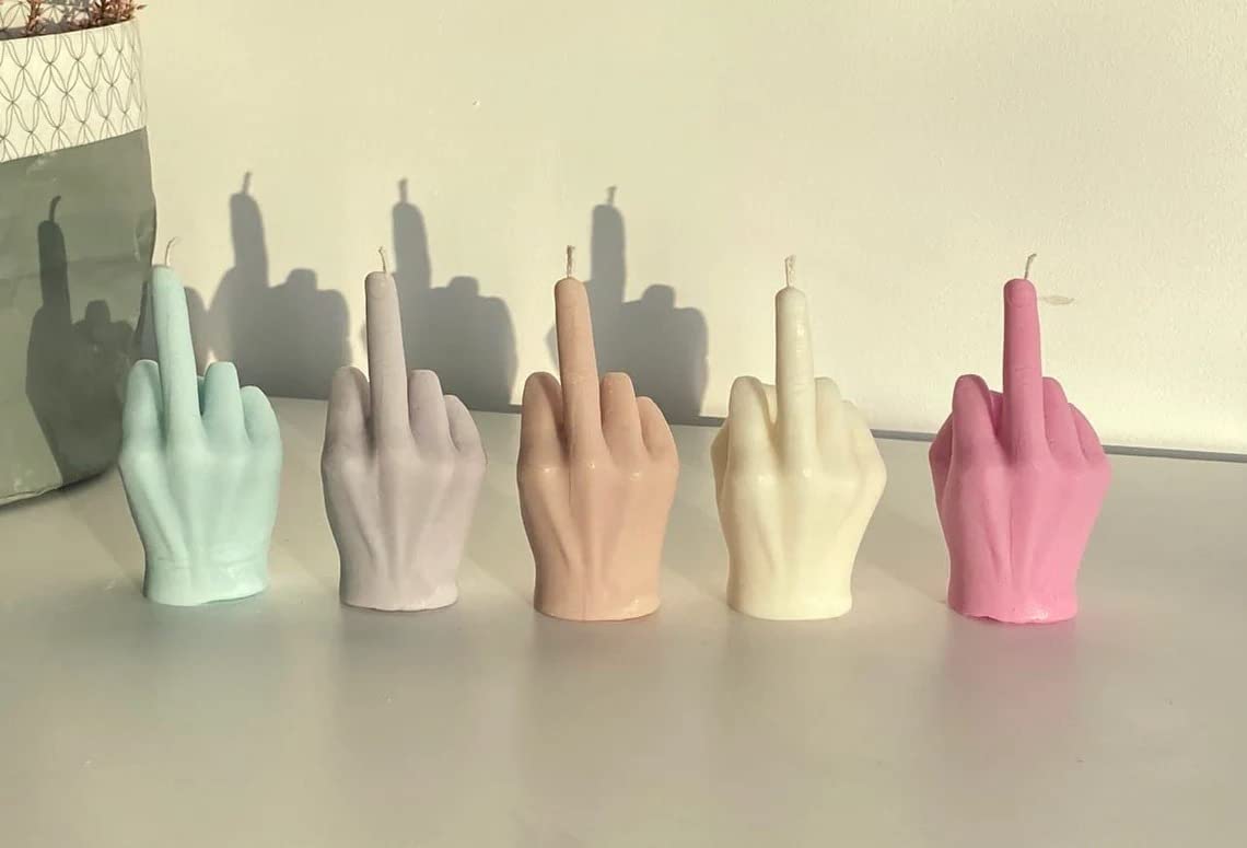 Middle Finger Candle, Homemade soy candle, Hand Fuck Candle, Teen Room Decor Candle, Funny Aeshetic Candle, Hippie Candle (White, PALO SANTO)