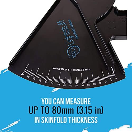 Lightstuff Precision Skinfold Caliper - Easy, Reliable Tool for Monitoring Body Fat - Quick Start Guide for Beginners, Detailed Booklet for Advanced Users - Measures up to 80mm in Skin Fold Thickness