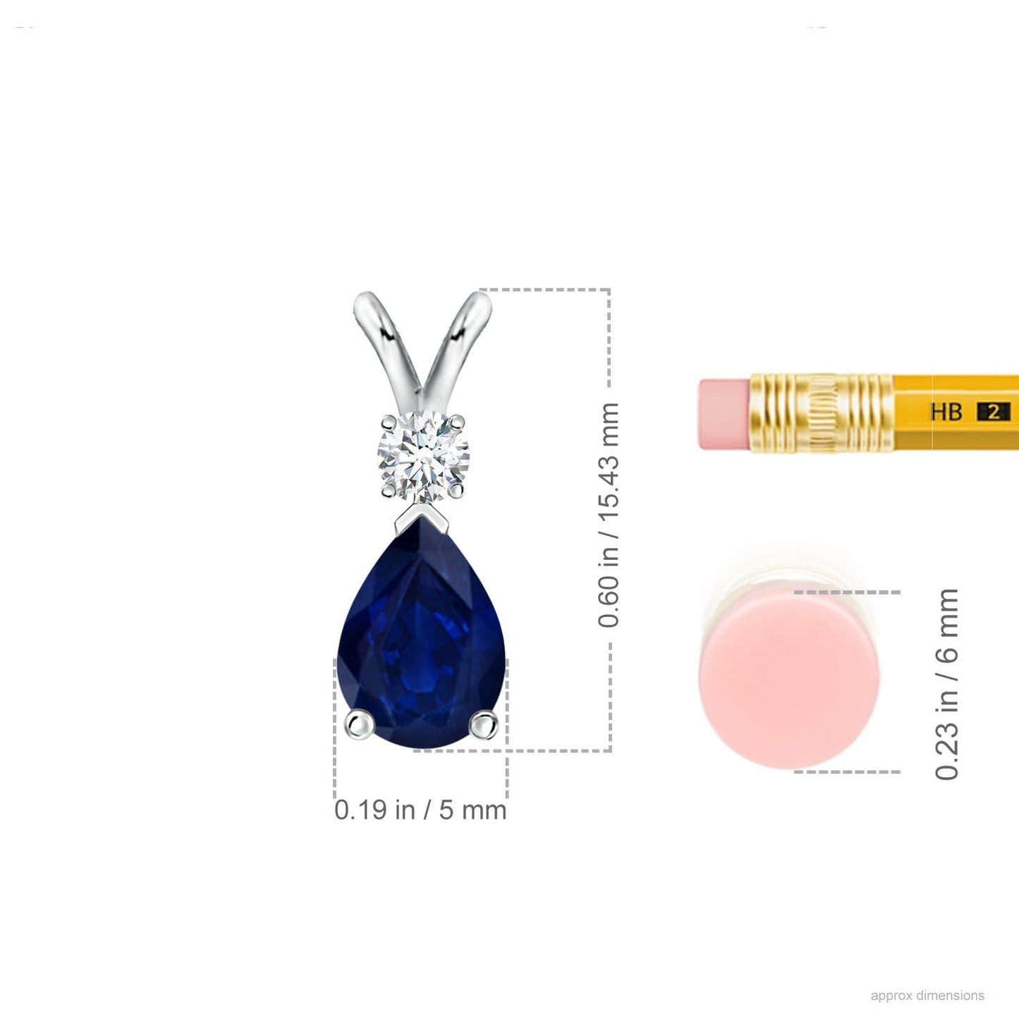 Angara Natural Blue Sapphire Solitaire Pendant for Women | 0.4 ct Pear Shape Blue Sapphire Diamond Solitaire Pendant Necklace in White Gold | September Birthday, Gemstone Jewelry Gift | AA | 6x4mm