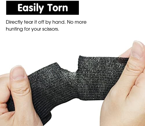 Self Adherent Cohesive Bandage 2" x5 Yards First Aid Bandages Stretch Sport Athletic Wrap Vet Tape for Wrist Ankle Sprain and Swelling,Black(24 Rolls)