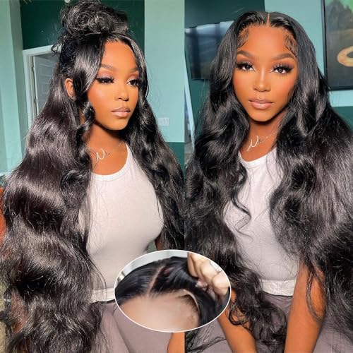 250% Density Glueless Wigs Human Hair Pre Plucked Pre Cut 7x6 HD Lace Closure Wigs Human Hair Body Wave Lace Front Wigs Human Hair for Women Drawstring Glueless Wigs for Beginners 16 inch