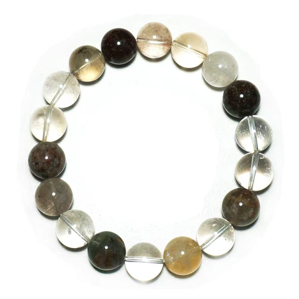 TaHLga 12MM Black Rutilated Quartz Bracelet | Natural Rutilated Quartz Gemstones | Bring Luck Wealth Courage | Protection from Evil | Gift