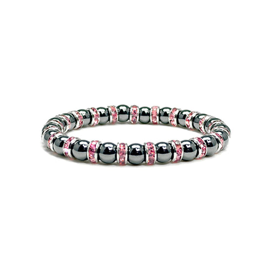Accents Kingdom Magnetic Bracelet Women's Tuchi Simulated Pearl Hematite Magnetic Therapy Bracelet with Simulated Rose Crystal, 7.5"