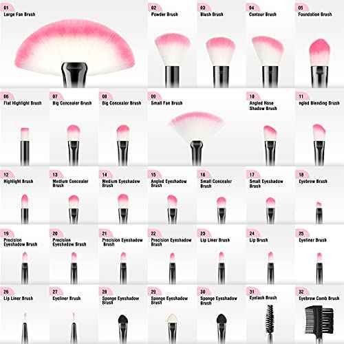 Makeup Brushes, VANDER 32pcs Makeup Brush Set Professional Soft Synthetic Foundation powder concealer blending Make up Brushes, eye shadow blush face brush set, Pink