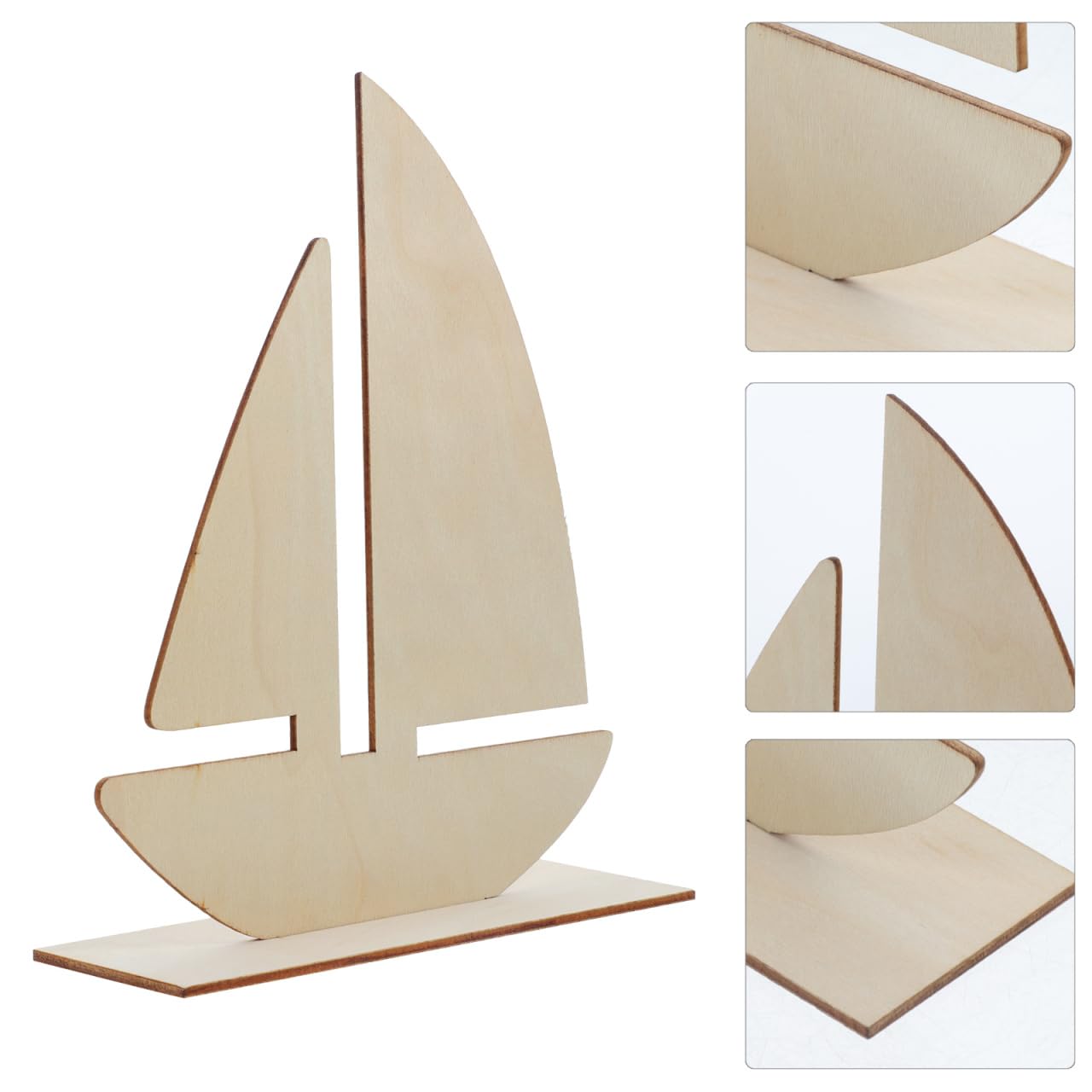 EXCEART 10 Pcs Sailboat Shape Wood Slices Unfinished Rustic Wooden Embellishments for DIY Crafts Home Nautical Decor 5.8X1.7X7.0in