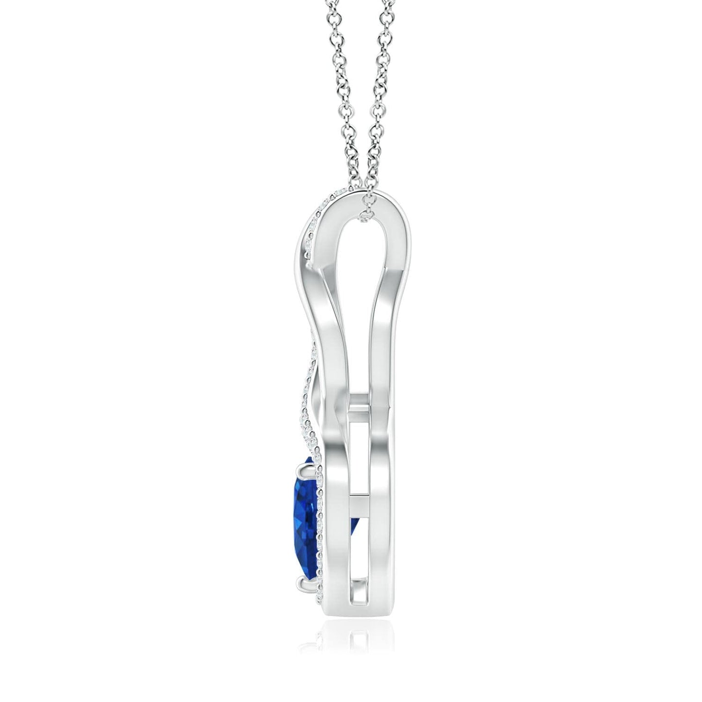 Angara Natural Blue Sapphire Pendant for Women | Heart-Shaped Blue Sapphire Infinity Pendant with Diamond Accents in Platinum | September Birthday, Anniversary, Gemstone Jewelry Gift | AAA | 4mm