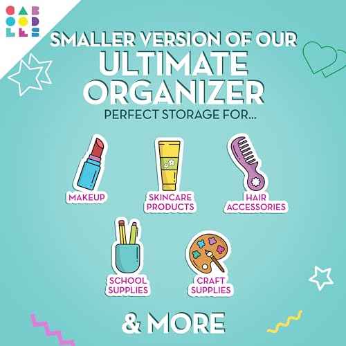 Caboodles Pretty in Petite Makeup Box, Hard Plastic Organizer Box, 2 Swivel Trays, Fashion Mirror, Secure Latch for Safe Travel