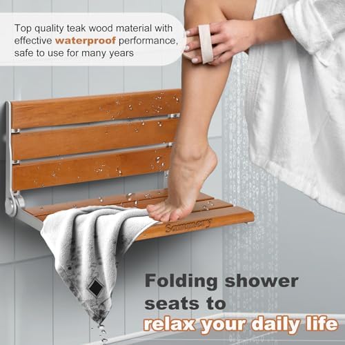 Wall Mount Shower Seat 18", Suitable for The Elderly Disability and Pregnant Women-Maximum Load 440lb