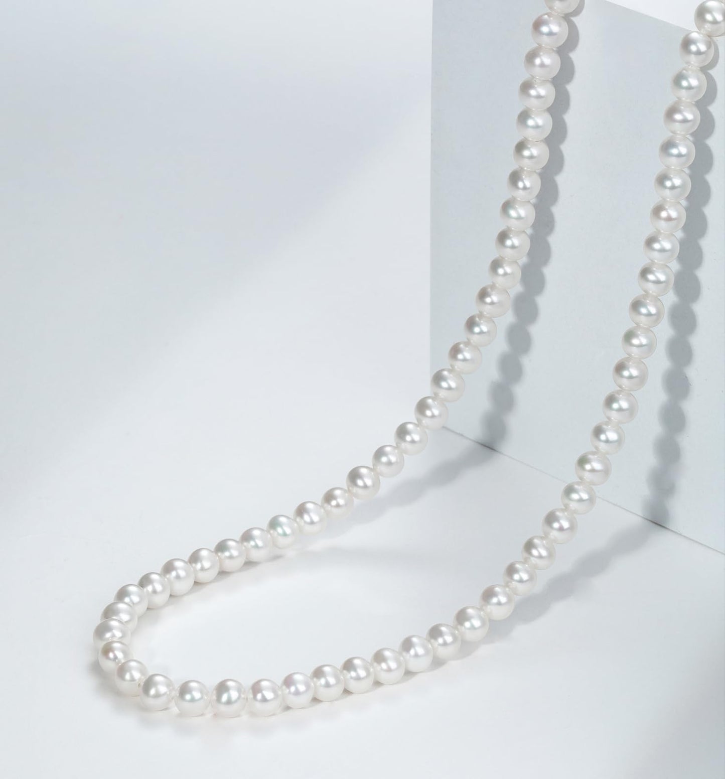 HUWODY Round White Simulated Shell Pearl Necklace Strand 6mm Pearl Choker Necklace Jewelry for Women 18inch