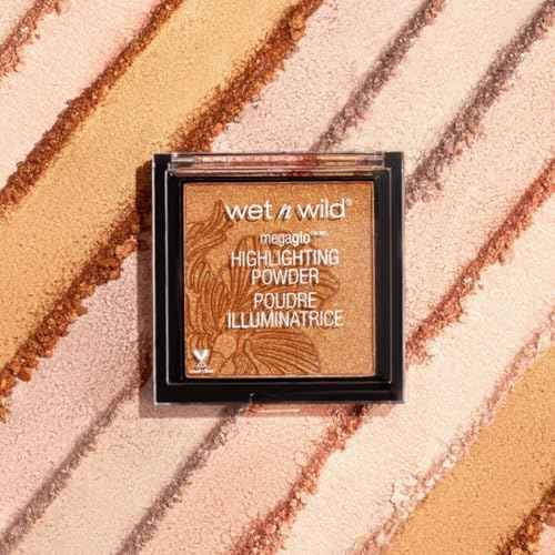 wet n wild MegaGlo Highlighting Powder, Highlighter Makeup, Shimmer Glow, Pink Rose Gold Blossom Glow