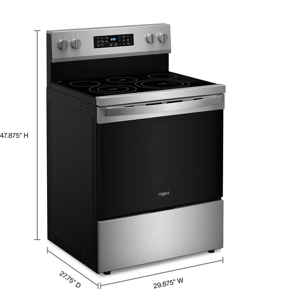 Whirlpool 30 in. 5 Element Freestanding Electric Range in Fingerprint Resistant Stainless Steel with Air Cooking Technology