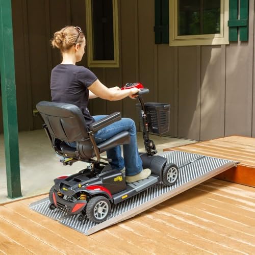 Silver Spring 4' Lightweight Aluminum Single Fold Wheelchair Ramp for Threshold Entryway Accessibility, 800 lb. Weight Capacity