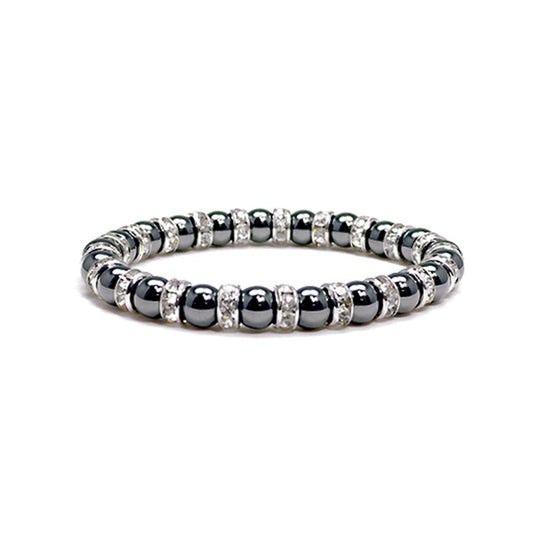 Accents Kingdom Magnetic Bracelet Women's Tuchi Simulated Pearl Hematite Magnetic Therapy Bracelet with Crystal, 7.5"