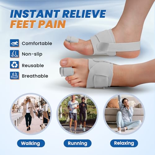 Hammer Toe Straightener for Women and Men - 1 Pcs Adjustable Toe Corrector for Curled Toes, Broken Support, Bunion Pain Relief - Includes 1 Compression Wrap, 1 Toe Splint & 1 Heel Strap