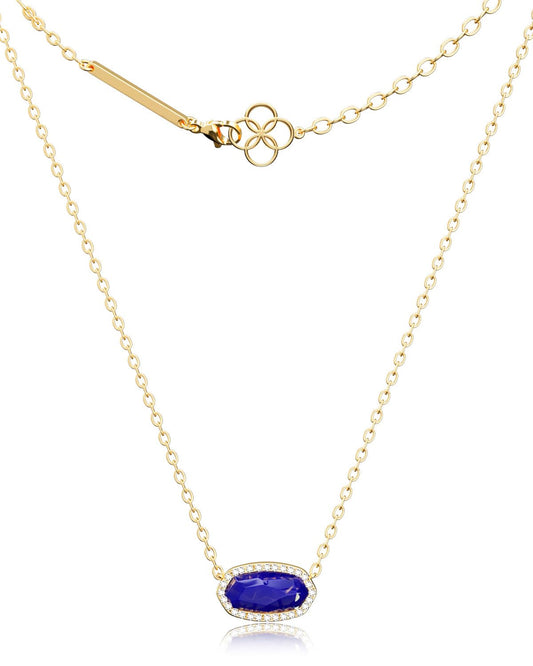 AICase 18K Gold Plated Pendant Necklace for Women,Diamond Rhinestone Dainty Fashion Jewelry,Anniversary Wedding Birthday Gifts for Women/MoM/Sister/Friends/Her/Wife/Grandma/Coworker_Blue