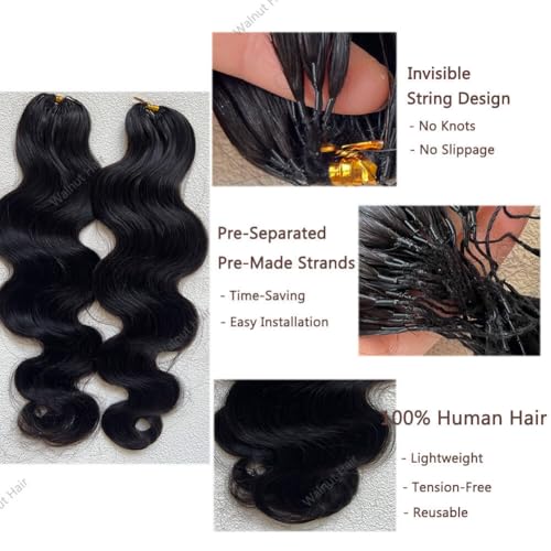 Body Wave Pre Separated Crochet Human Hair Braids Extensions Body Wave Brazilian Virgin Hair for Boho Braiding Knotless Feather Hair Extensions For Black Women Natural Color 20inch 60g