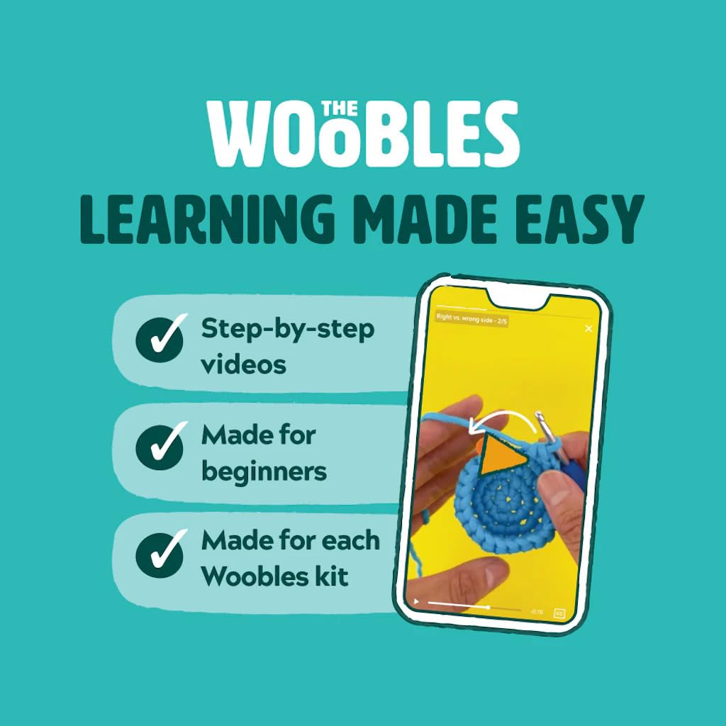 The Woobles Crochet Kit for Beginners with Easy Peasy Loopable Yarn, As Seen on Shark Tank - Easy Arts and Crafts Knitting & Crochet Animals Kit with Step-by-Step Video Tutorials (Pierre the Penguin)